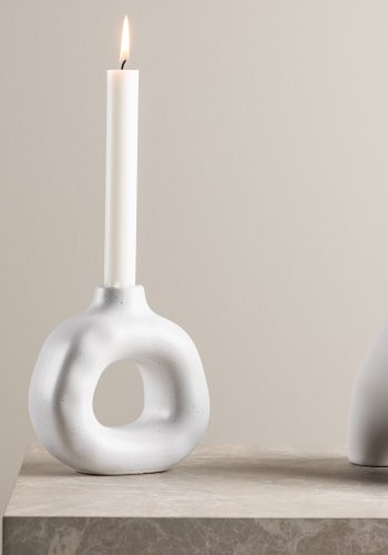 VENTURE DESIGN Judi lysestake - hvite/svarte prikker steinty (13x6x13H)