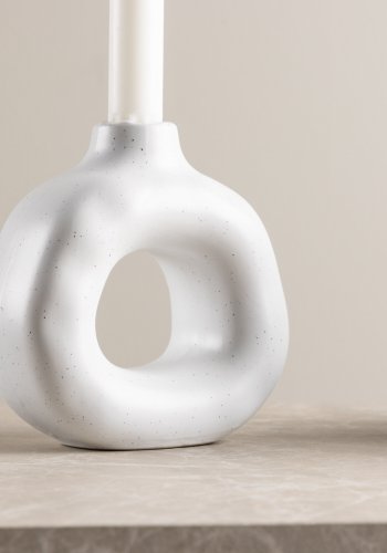 VENTURE DESIGN Judi lysestake - hvite/svarte prikker steinty (13x6x13H)