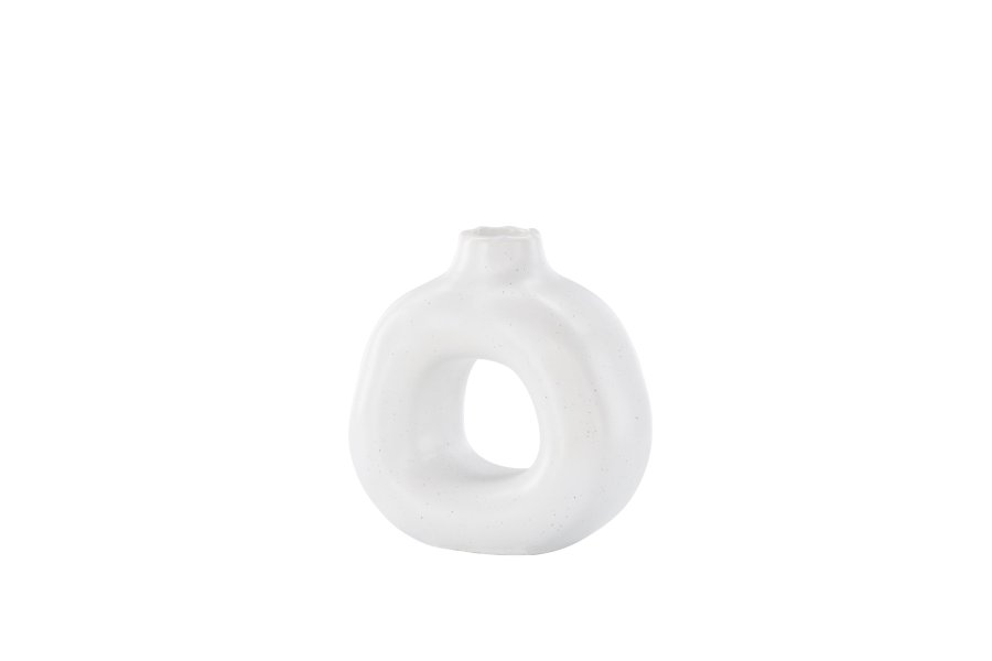 VENTURE DESIGN Judi lysestake - hvite/svarte prikker steinty (13x6x13H)