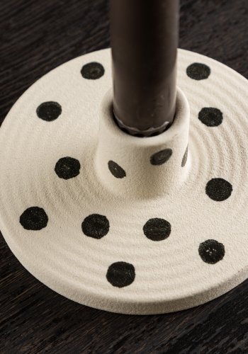 VENTURE DESIGN Bette lysestage, rund - hvid/sorte prikker stentj (B12xH5)