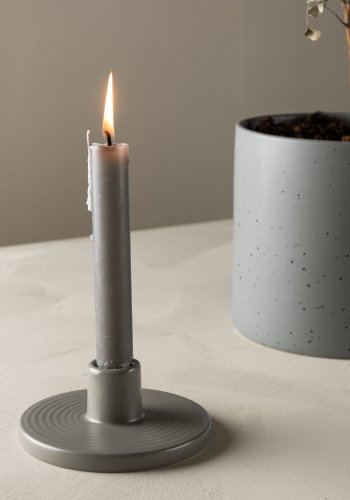 VENTURE DESIGN Bette Kerzenständer, rund – graues Steingut (B12xH5)