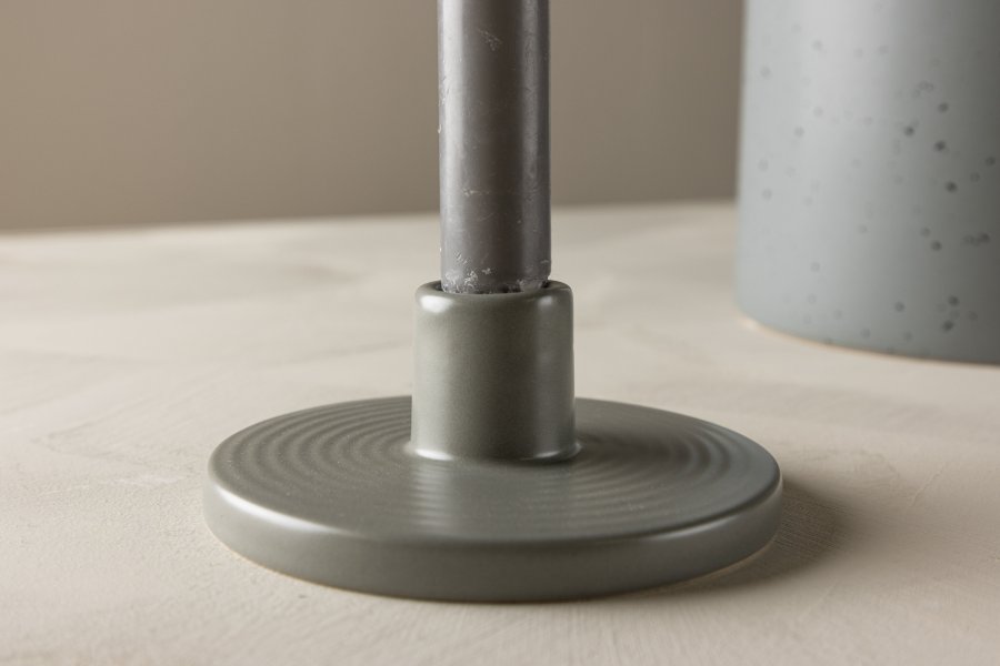 VENTURE DESIGN Bette Kerzenständer, rund – graues Steingut (B12xH5)