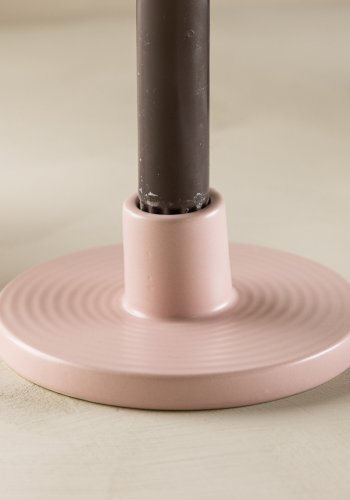 VENTURE DESIGN Bette Kerzenständer, rund – rosa Steingut (B12xH5)