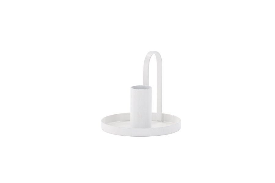 VENTURE DESIGN Crai Kerzenständer – mattweißes Eisen (D2xH9xB10)