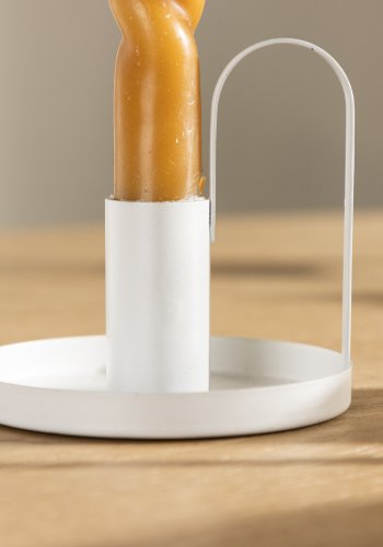 VENTURE DESIGN Crai Kerzenständer – mattweißes Eisen (D2xH9xB10)