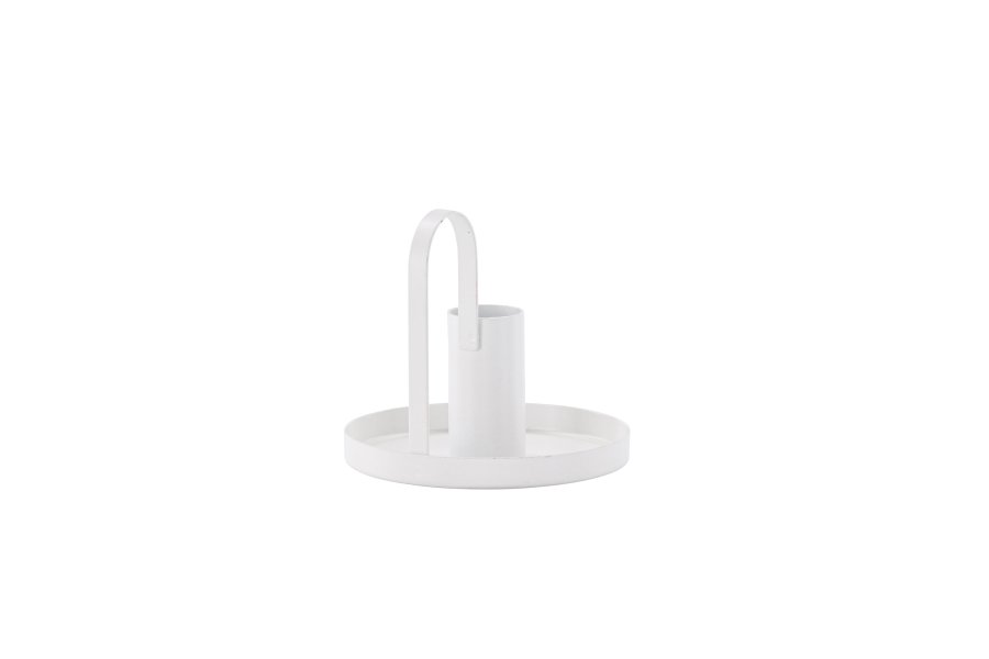 VENTURE DESIGN Crai Kerzenständer – mattweißes Eisen (D2xH9xB10)