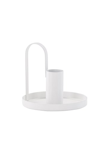 VENTURE DESIGN Crai Kerzenständer – mattweißes Eisen (D2xH9xB10)