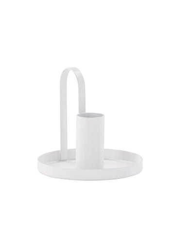 VENTURE DESIGN Crai Kerzenständer – mattweißes Eisen (D2xH9xB10)