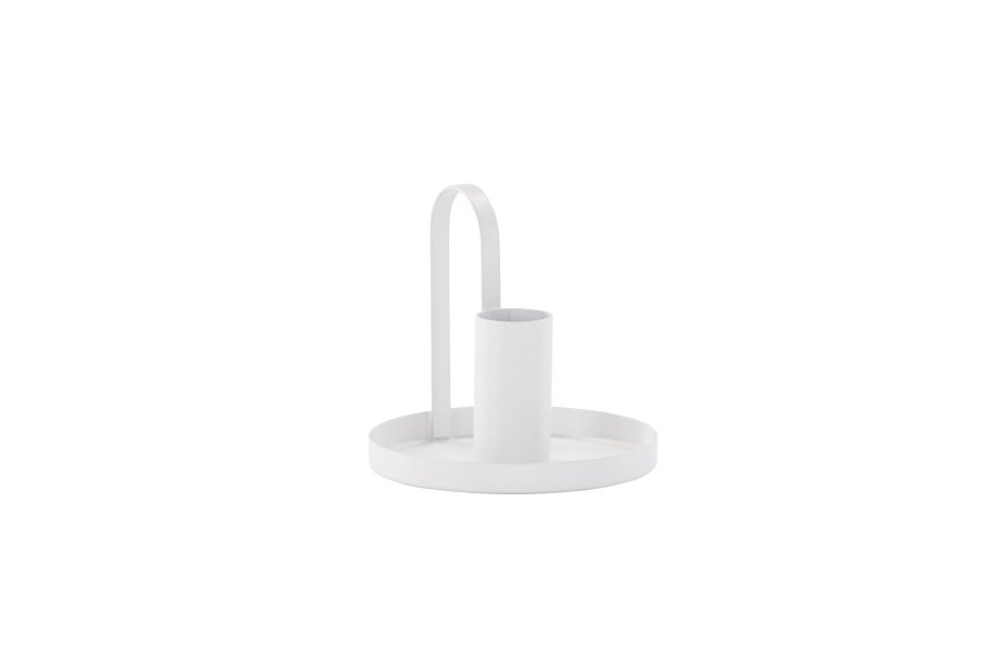 VENTURE DESIGN Crai Kerzenständer – mattweißes Eisen (D2xH9xB10)