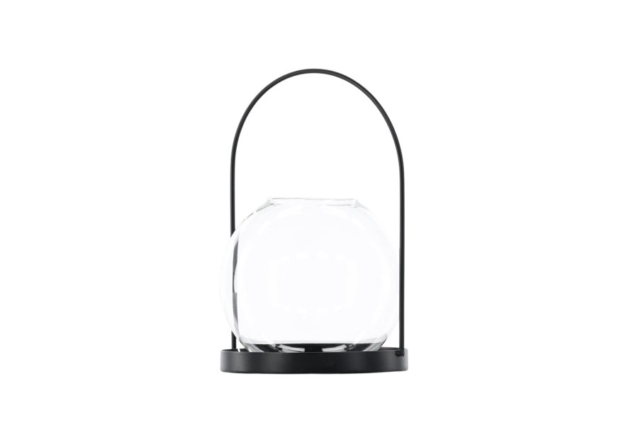 VENTURE DESIGN Flora lysestake - klart glass og svart jern (H22x14)