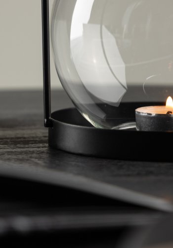 VENTURE DESIGN Flora lysestake - klart glass og svart jern (H22x14)