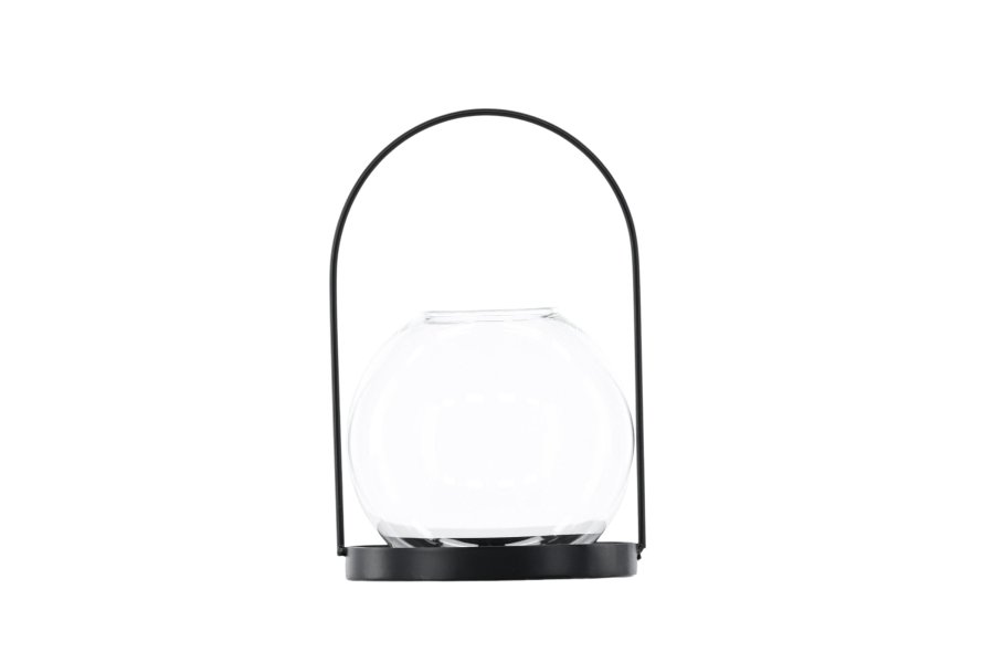VENTURE DESIGN Flora lysestake - klart glass og svart jern (H22x14)