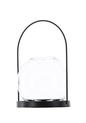VENTURE DESIGN Flora lysestake - klart glass og svart jern (H22x14)