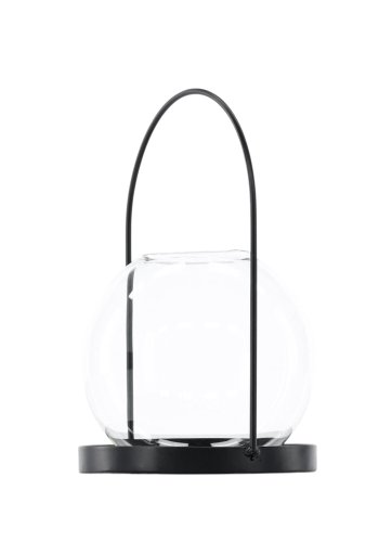VENTURE DESIGN Flora lysestake - klart glass og svart jern (H22x14)