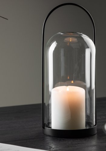 VENTURE DESIGN Flora lysestake - klart glass og svart jern (H25x11)