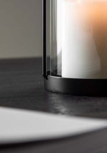 VENTURE DESIGN Flora lysestake - klart glass og svart jern (H25x11)