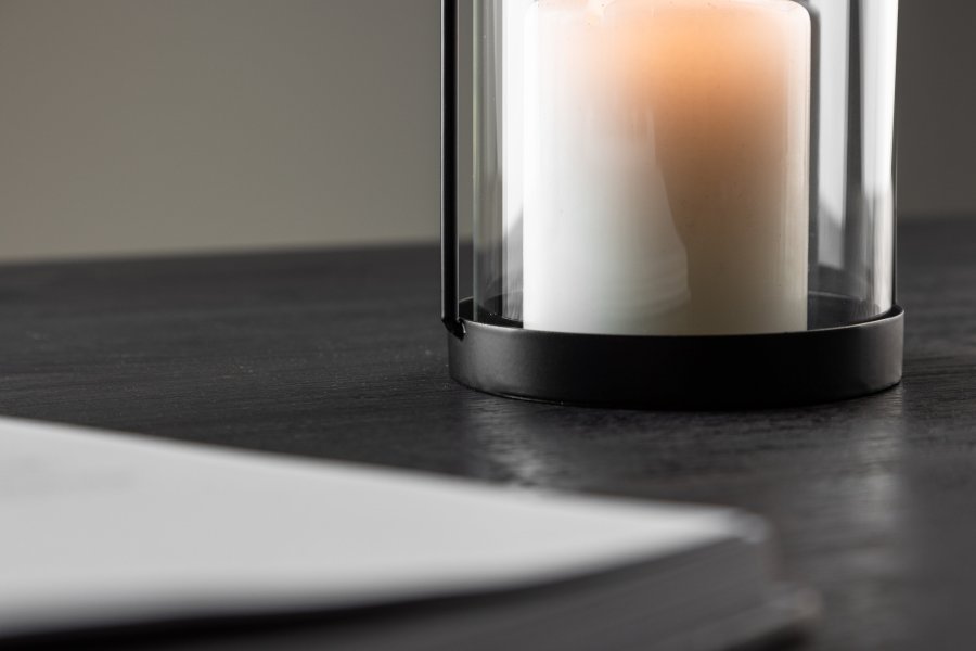 VENTURE DESIGN Flora lysestake - klart glass og svart jern (H25x11)