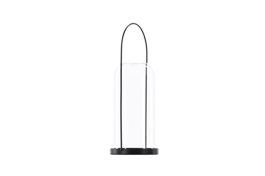 VENTURE DESIGN Flora lysestake - klart glass og svart jern (H35x13)