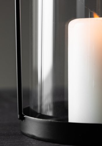 VENTURE DESIGN Flora lysestake - klart glass og svart jern (H35x13)