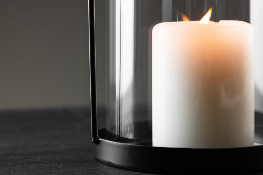 VENTURE DESIGN Flora lysestake - klart glass og svart jern (H35x13)