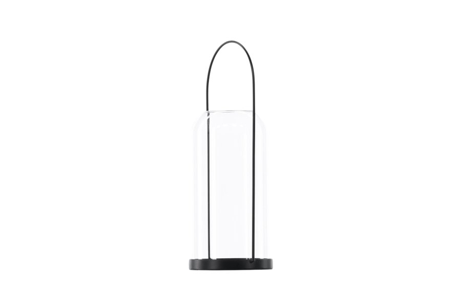 VENTURE DESIGN Flora lysestake - klart glass og svart jern (H35x13)