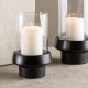 VENTURE DESIGN Davida Kerzenständer, rund – Klarglas und schwarzes Steingut (13xH20)