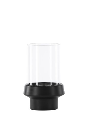 VENTURE DESIGN Davida Kerzenständer, rund – Klarglas und schwarzes Steingut (13xH20)