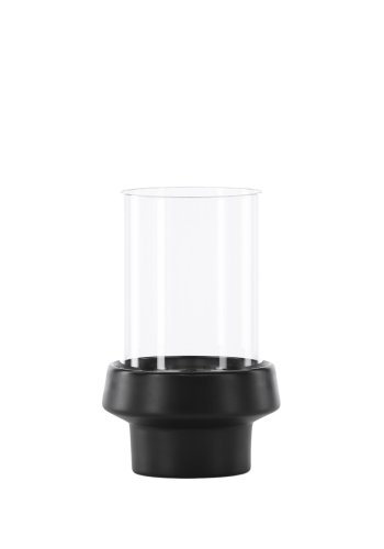 VENTURE DESIGN Davida Kerzenständer, rund – Klarglas und schwarzes Steingut (13xH20)