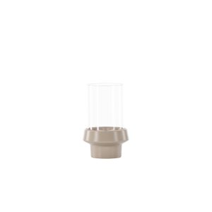 VENTURE DESIGN Davida lysestage, rund - klar glas og beige stentj (13xH20)