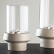 VENTURE DESIGN Davida Kerzenständer, rund – Klarglas und beiges Steingut (13xH20)