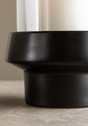 VENTURE DESIGN Davida Kerzenständer, rund – Klarglas und schwarzes Steingut (15xH29)