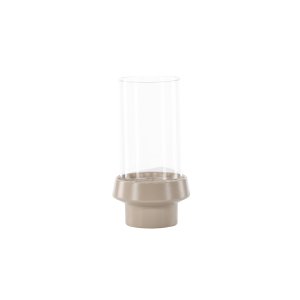 VENTURE DESIGN Davida lysestage, rund - klar glas og beige stentj (15xH29)