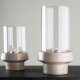 VENTURE DESIGN Davida Kerzenständer, rund – Klarglas und beiges Steingut (15xH29)