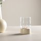 VENTURE DESIGN Vica lysestake, rund - glass og beige/svarte prikker steinty (D8xH12xB8)