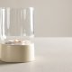 VENTURE DESIGN Vica lysestake, rund - glass og beige/svarte prikker steinty (D8xH12xB8)