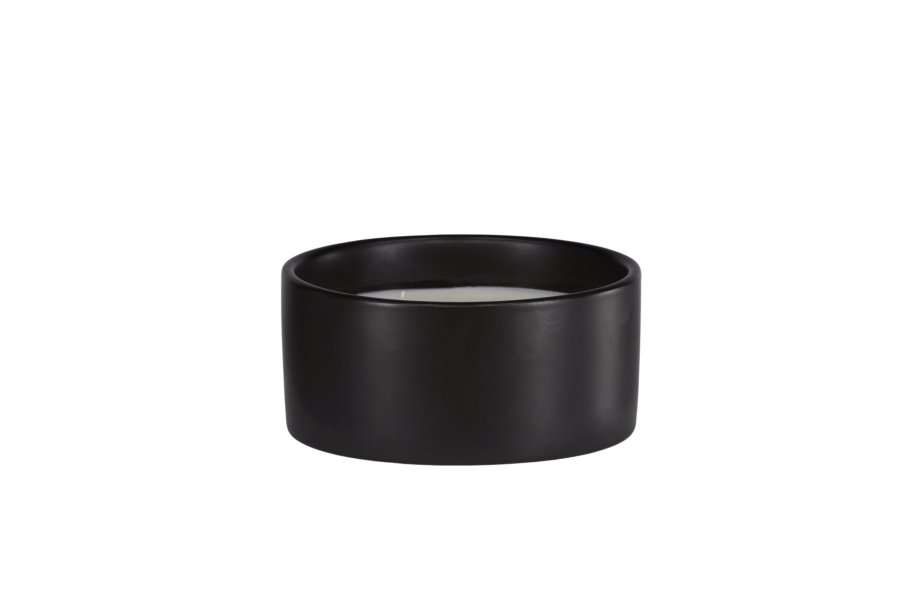 VENTURE DESIGN Douglas Duftkerze, rund – 25 % Sojawachs, 25 % Paraffin, schwarze Keramik (D13 x H6)