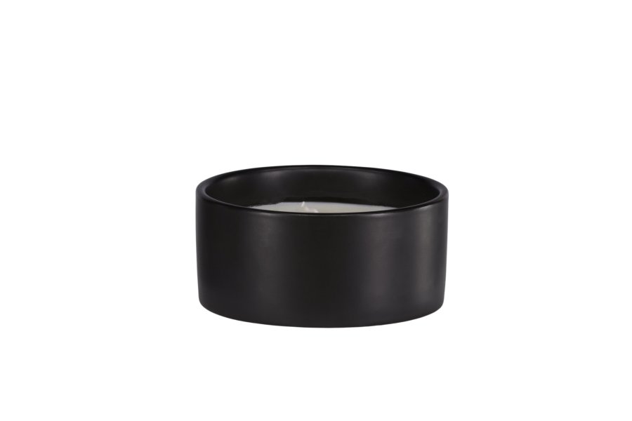 VENTURE DESIGN Douglas Duftkerze, rund – 25 % Sojawachs, 25 % Paraffin, schwarze Keramik (D13 x H6)