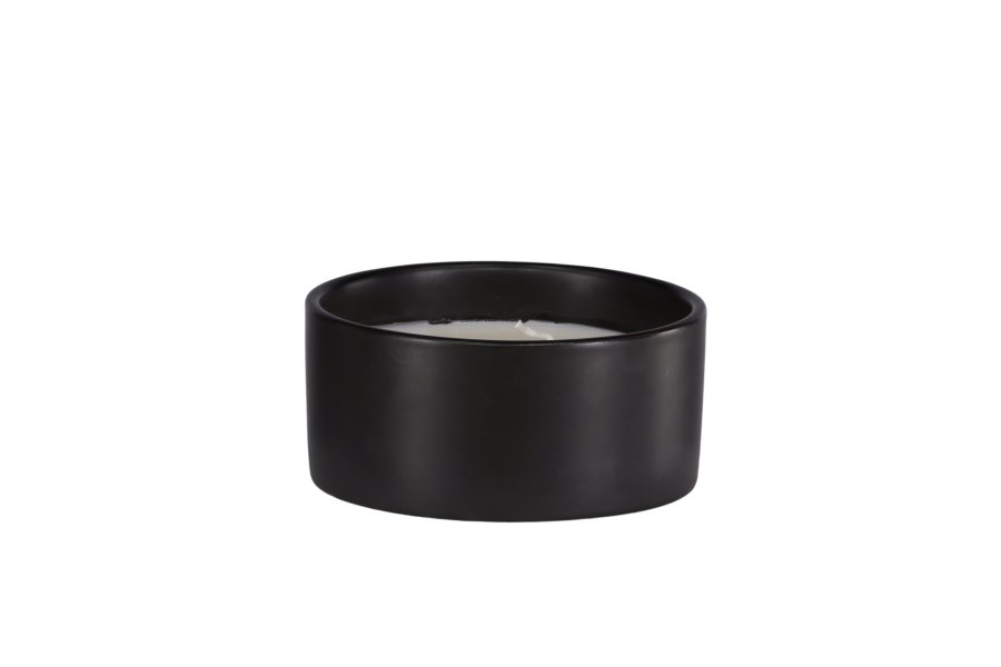 VENTURE DESIGN Douglas Duftkerze, rund – 25 % Sojawachs, 25 % Paraffin, schwarze Keramik (D13 x H6)