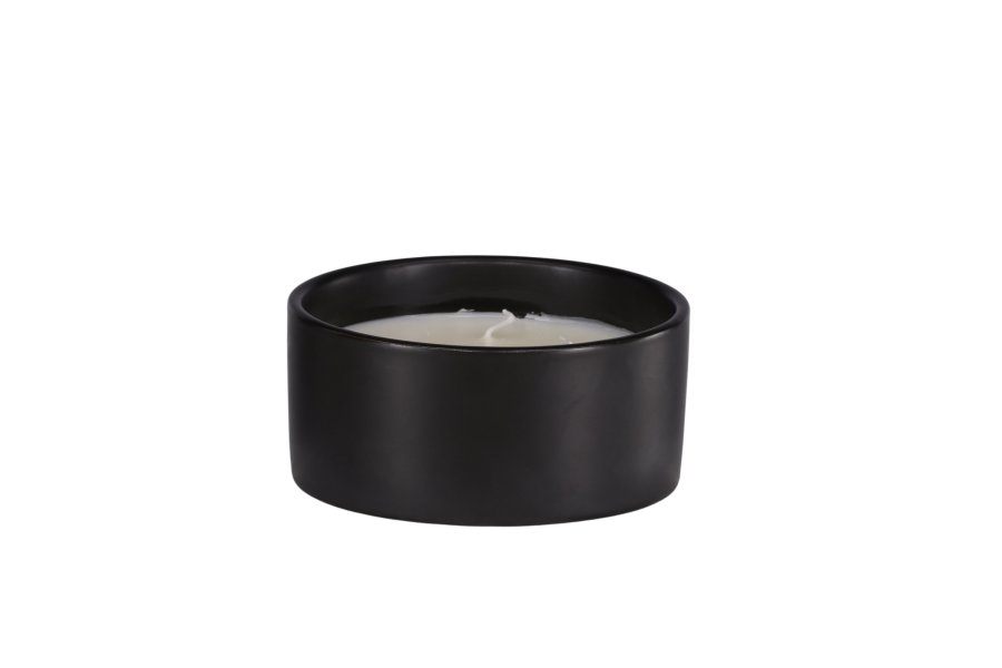 VENTURE DESIGN Douglas Duftkerze, rund – 25 % Sojawachs, 25 % Paraffin, schwarze Keramik (D13 x H6)