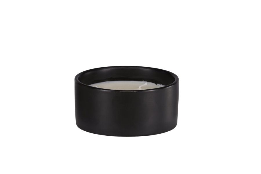 VENTURE DESIGN Douglas Duftkerze, rund – 25 % Sojawachs, 25 % Paraffin, schwarze Keramik (D13 x H6)
