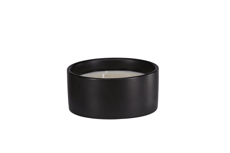 VENTURE DESIGN Douglas Duftkerze, rund – 25 % Sojawachs, 25 % Paraffin, schwarze Keramik (D13 x H6)