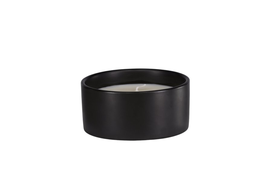 VENTURE DESIGN Douglas Duftkerze, rund – 25 % Sojawachs, 25 % Paraffin, schwarze Keramik (D13 x H6)