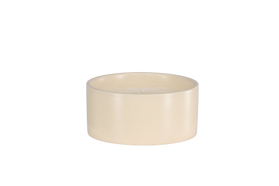 VENTURE DESIGN Douglas Duftkerze, rund – 25 % Sojawachs, 25 % Paraffin, beige Keramik (D13 x H6)