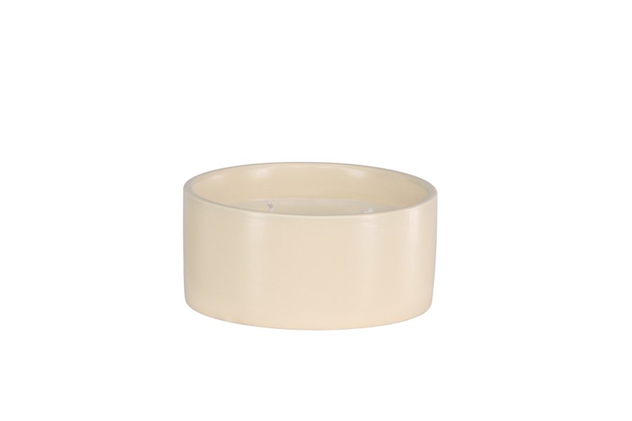 VENTURE DESIGN Douglas Duftkerze, rund – 25 % Sojawachs, 25 % Paraffin, beige Keramik (D13 x H6)