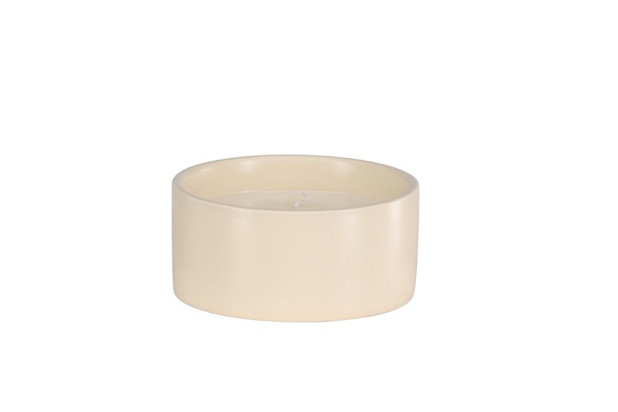 VENTURE DESIGN Douglas Duftkerze, rund – 25 % Sojawachs, 25 % Paraffin, beige Keramik (D13 x H6)
