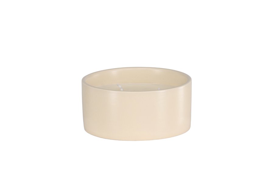 VENTURE DESIGN Douglas Duftkerze, rund – 25 % Sojawachs, 25 % Paraffin, beige Keramik (D13 x H6)