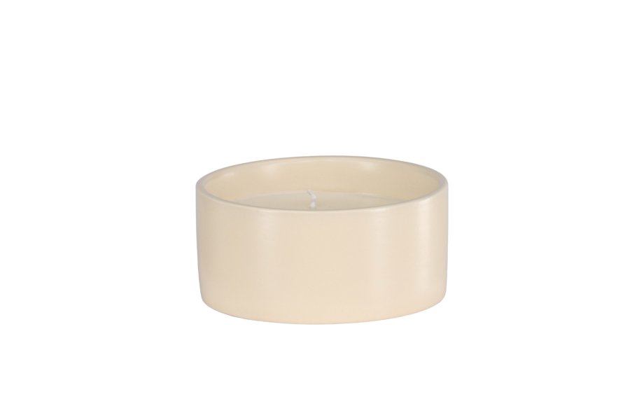 VENTURE DESIGN Douglas Duftkerze, rund – 25 % Sojawachs, 25 % Paraffin, beige Keramik (D13 x H6)