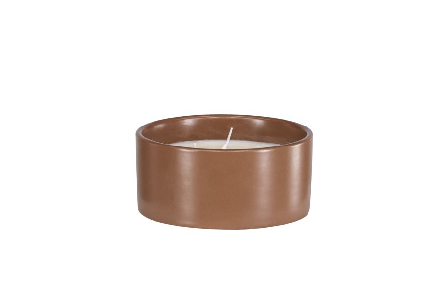 VENTURE DESIGN Douglas Duftkerze, rund – 25 % Sojawachs, 25 % Paraffin, braune Keramik (D13 x H6)