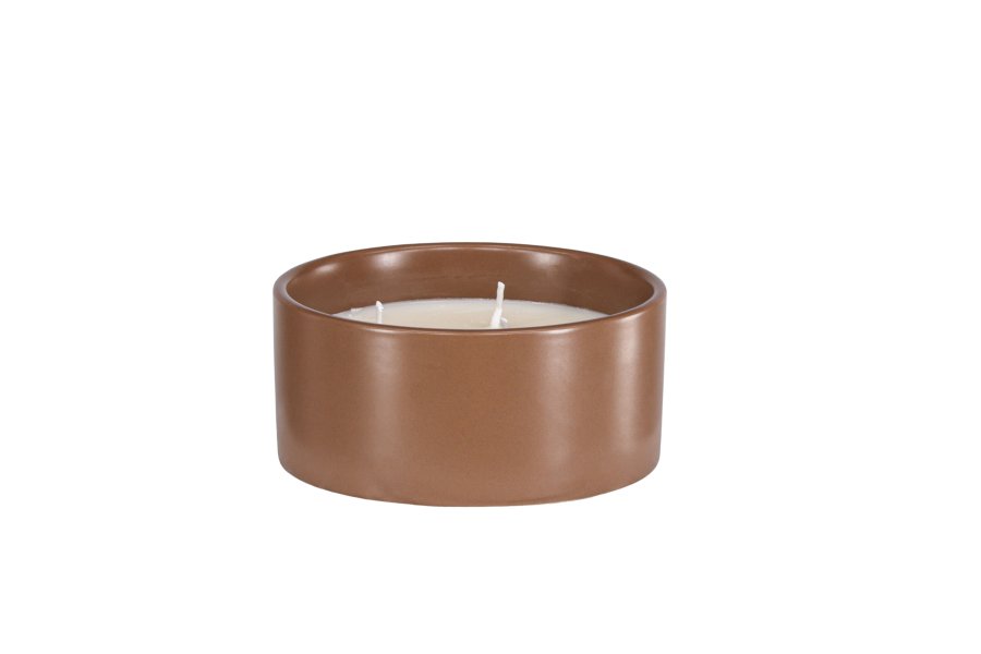 VENTURE DESIGN Douglas Duftkerze, rund – 25 % Sojawachs, 25 % Paraffin, braune Keramik (D13 x H6)