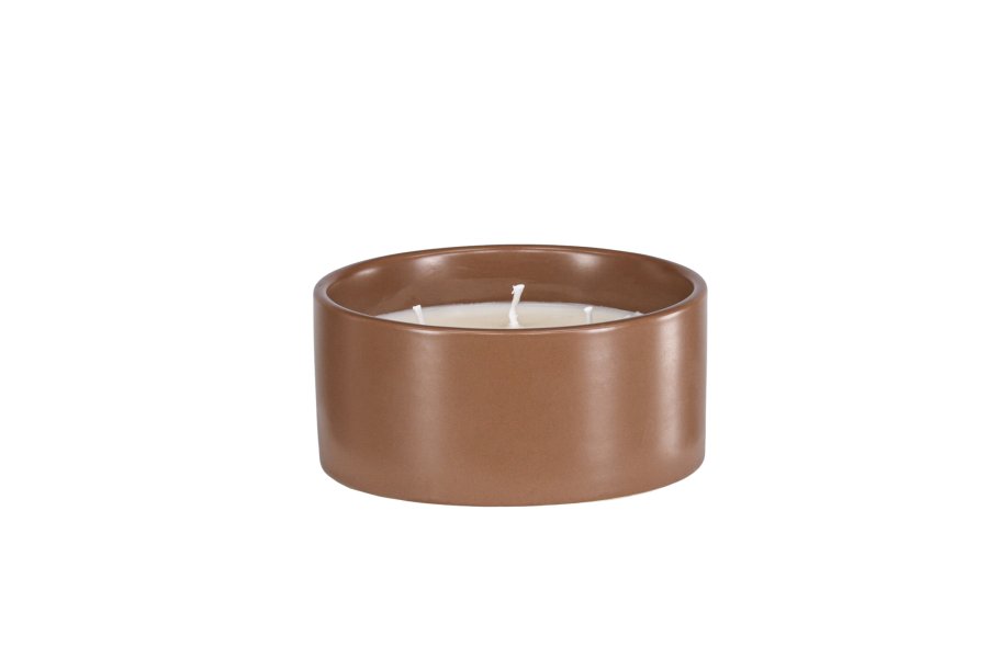 VENTURE DESIGN Douglas Duftkerze, rund – 25 % Sojawachs, 25 % Paraffin, braune Keramik (D13 x H6)